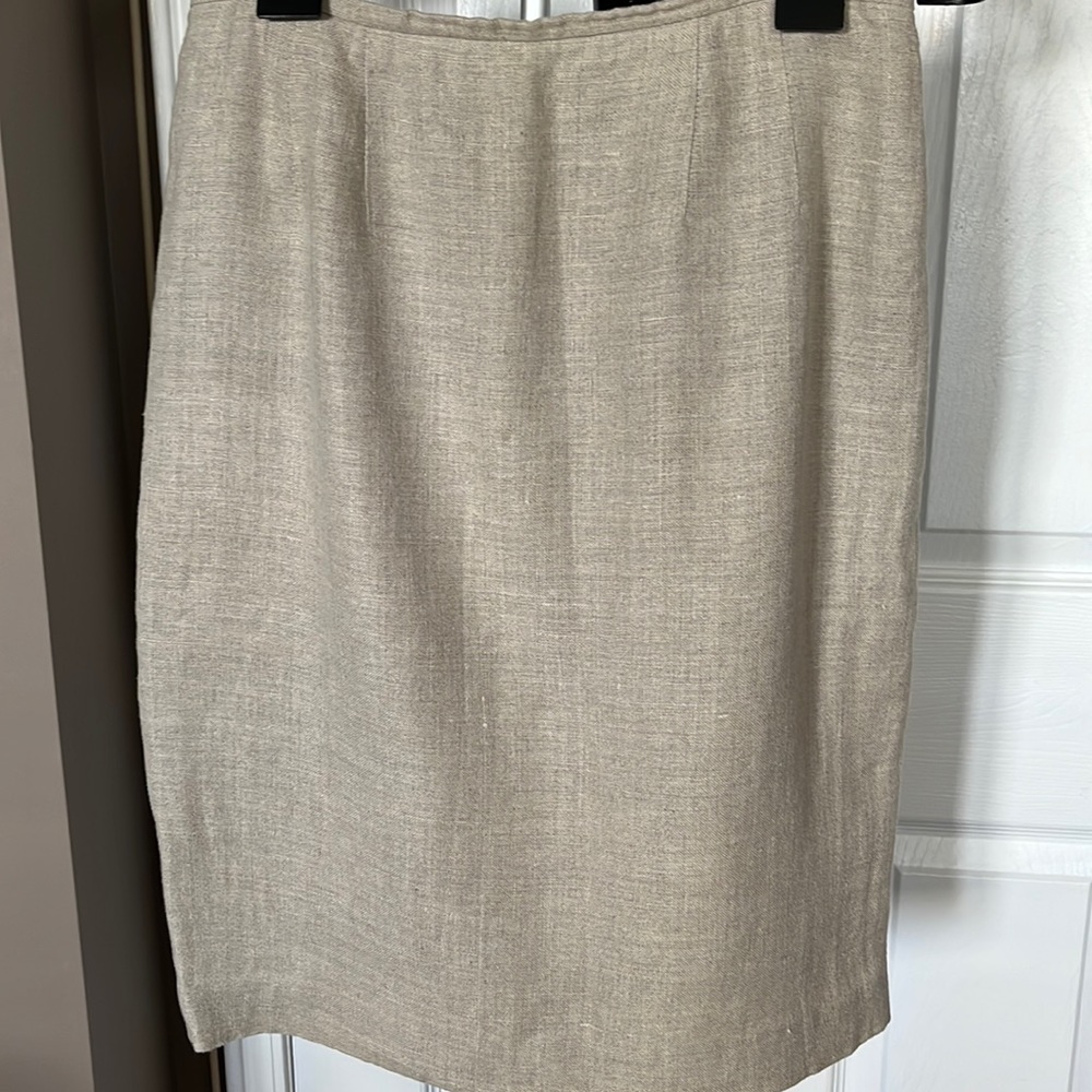 Jennifer Moore tan linen pencil skirt